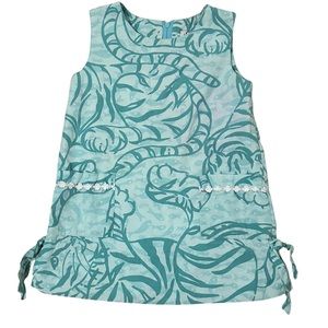 Lilly Pulitzer Teal Tiger Sleaveless Shift Dress 4T